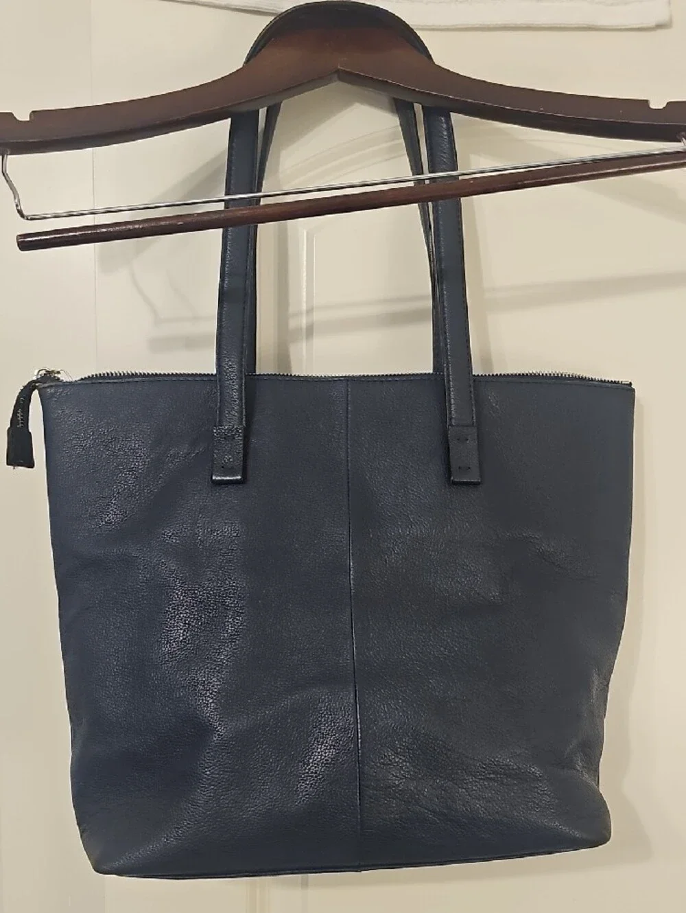 Tahari Black Pebbled Leather Brief Tote